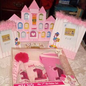 BABY GIRL PINK AND WHITE BUNDLE LOT OF 5